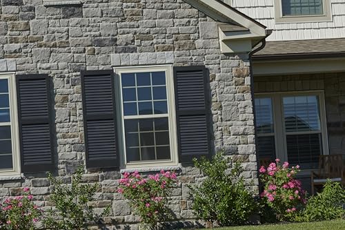 LTL Home Products SHL55 Exterior Solid Wood Louvered Window Shutters, 15" x 55", Unfinished Pine