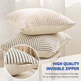 YCOLL Fall Euro Sham Pillow Covers 24x24, Modern Accent Throw Pillow Covers Set of 2, Burnt Orange Striped Patchwork Linen Decorative Pillows Cushion Covers for Bed Sofa Couch Living Room Home Decor