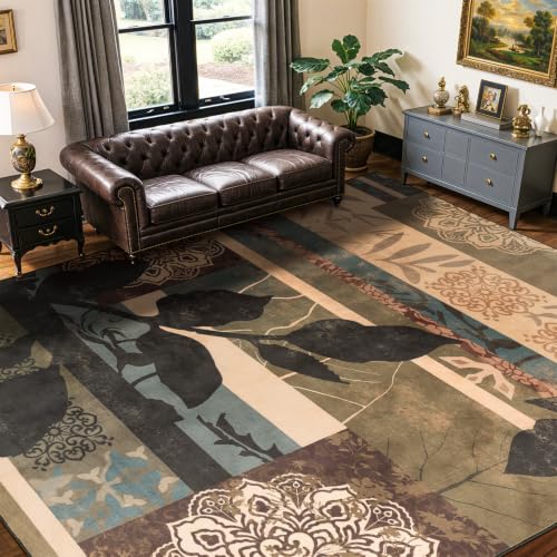 6x9 Washable Area Rugs for Living Room and Bedroom(6x9,Leaf)