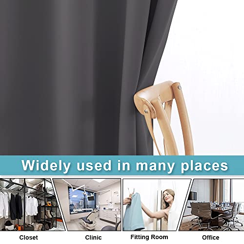 RYB HOME Blackout Room Divider Curtains Privacy Loft Screen Adjustable Ceiling to Floor Curtain & Drapes Partitions for Bedroom Dorm Doorway Bay Window, Wide 100 x Long 84, Grey, 1 Panel
