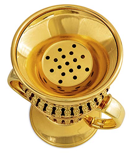 AM Regal Metal Incense Burner - Bakhoor Burner Mubkhara – Frankincense Resin Burner - Ideal for Yoga, Spa & Aromatherapy (Gold)