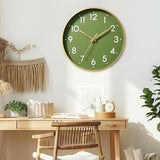 Mosewa Wall Clock 8 Inch, Battery Operated Silent Non-Ticking Modern Analog Clock Decorative for Kitchen, Bedroom, Office(Olive Green and Gold)