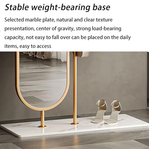 Decorative Simple Floor-Standing Coat Rack, Bedroom Home Dressing Mirror, rotatable Full-Length, Clothes for Living Room(White,80cm)