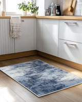 AMADA 2x3 Modern Abstract Washable Area Rug for Entryway Dark Blue