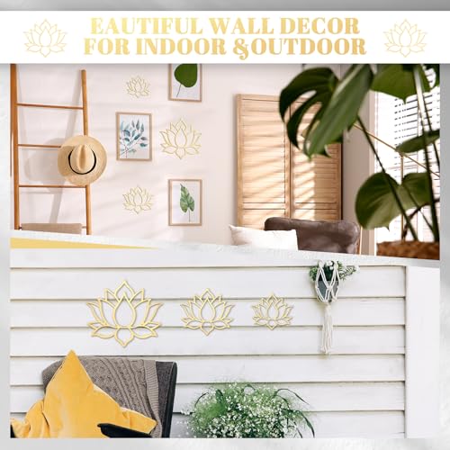 Ferraycle 3 Pieces Metal Lotus Flower Wall Decor Metal Zen Lotus Flower Wall Art Inhale Hollow out Signs Hanging Silhouette Exhale for Bedroom Bathroom Kitchen Garden Hotel Decorations (Bronze)