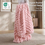 Smoofy Blush Pink Throw Blanket for Couch – Luxury Faux Rabbit Fur Blanket, Ultra Soft Fluffy Plush Fuzzy, Lightweight Warm Cozy Blanket for Bed Sofa, Aesthetic Room Decor Gift for Women 50"x60"