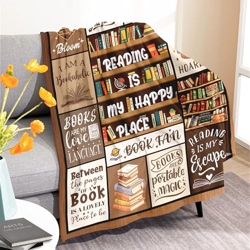 Book Lovers Gifts - Gifts for Book Lovers Women - Gifts for Readers - Reading Blanket - Books Club Librarian Bookworm Bookish Blanket Present for Women - Christmas Graduation - Throw Blanket 50"x60"
