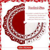 Christmas Tree Skirt 60 Inch, Double-Sided Knit Red Tree Skirt with Snowflakes Patterns Large Knitted Xmas Tree Skirt Rustic for Christmas Trees Party Holiday Christmas Decorations