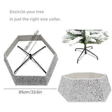 White Christmas Tree Collar with Sparkling Sequins,Christmas Tree Collars for Atificial Trees, 33.5 Inch Christmas Tree Skirt, Xmas Tree Stand Base Cover,Holiday Home Decor Tree Ring(Large)
