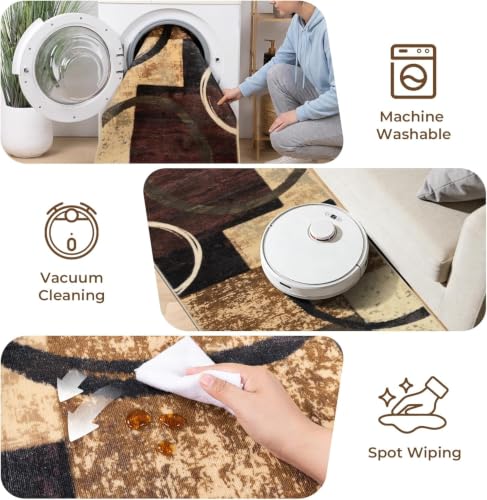 9x12 Washable Modern Abstract Area Rug Non-Slip Living Room Rug