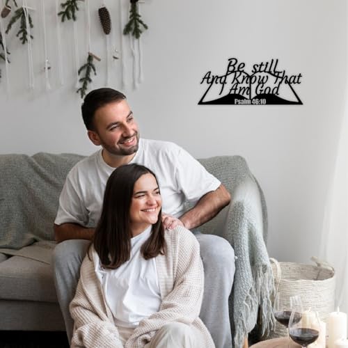 Be Still and Know That I Am God Psalm 46:10 Metal Sign, 12"X5.31" Inch Christian Wall Art Religious Wall Decor Bible Scripture Wall Hanging Decoration