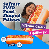 Much Comfort 30" 3D Supreme Hot Dog Throw Pillow - Made with Super Soft & Ultra Premium Fabric - Cute, Comfortable, Plush, Stuffed Body Cushion for Home Decor - Best Funny Gift for Meat Lovers - Large