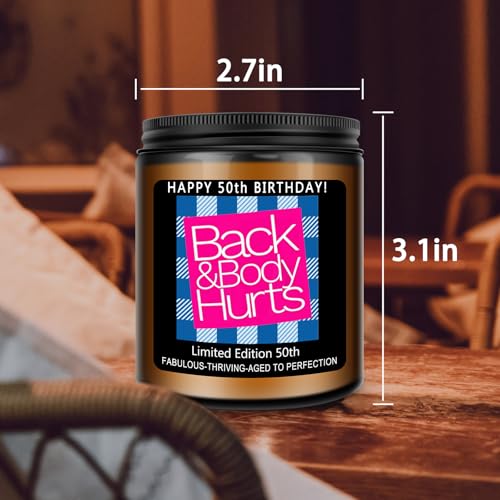 Homsolver 50th Birthday Gift for Her Him, Happy 50th Birthday Candles Gifts for Women Men, Funny 50 Years Old Decorations Ideas- Lavender Scented Candle