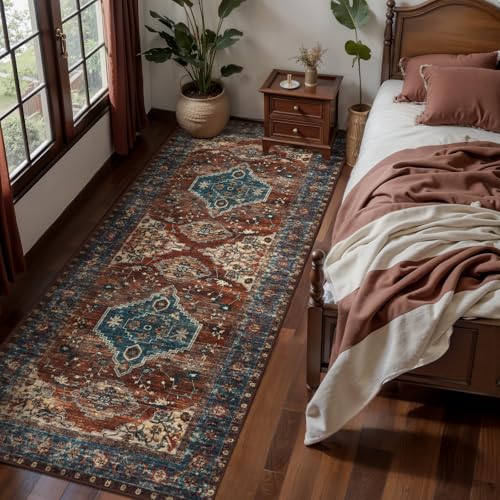 Tangsoo Oriental 2x6 Washable Runner Rugs for Hallways, Non Slip Runner Rug