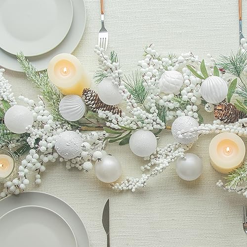 KI Store White Christmas Ball Ornaments, 34pcs 2.36-Inch, With Hooks for Tree, Wreath, Garland Decor - Holiday Decorations Included