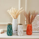 White Ceramic Vase for Home Decor,Decorative Flower Vase, Vertical Stripe Ceramic Vases for Home Décor, Bedroom, Office, Living Room, Bathroom, Tabletop Decor, Centerpiece (White)