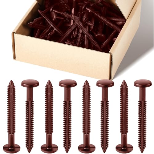Blulu 60 Pcs 3 Inch Vinyl Shutter Fastener Window Panel Peg Lok Pin Pegs Screws Shutter Spikes Anchor (Burgundy Red)