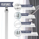 Amazing Drapery Hardware White Swivel Sash Curtain Rods with Nickel Ends, Set of 2 (Hardware Included) - Adjustable Length 21-38 Inches, Easy to Install Metal Rods for Doors, Windows,and Sidelights