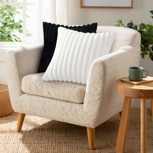 Faux Fur Christmas Throw Pillow Covers 18x18 Set of 2, White