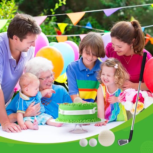 Golf Ball Birthday Candles, Golf Cake Topper & Mini Golf Club for Golf Birthday Party Decorations (White, Iron)