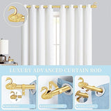 TANGWIN Gold Curtain Rods for Windows 48 to 84 Inch(4-7ft),1 Inch Adjustable Curtain Rod,Heavy Duty Window Rods,Decorative Swan Finials Drapery Pole,Telescoping Single Rod for Bedroom 36-88",Brass