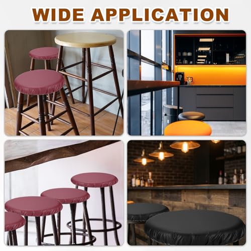 uxcell 4Pcs PU Leather Covers for Dining Room Chairs, Round Soft Waterproof Dining Seat Covers Removable Stretch Chair Cushion Slipcovers with Elastic Band for Home, Bedroom, Yellow