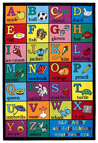 Rugshop Kids Educational Learning Alphabet Non Skid (Non Slip) Area Rug 3'3" x 4'7" Multi