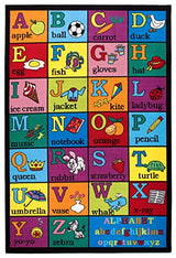 Rugshop Kids Educational Learning Alphabet Non Skid (Non Slip) Area Rug 3'3" x 4'7" Multi