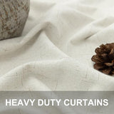 100% Blackout Curtains 84 Inch Length 2 Panels Set Neutral Boho Linen Farmhouse for Bedroom Windows Living Room Darkening Thermal Insulated Drapes Natural Cream Ivory 7ft Long Back Tab Pleated Pocket