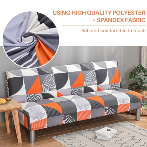 Armless Futon Sofa Bed Cover,Stretch Sofa Couch Slipcovers Without Armrests,Printed Furniture Protector Cover,9 Colors