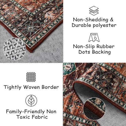 Washable 3x5 Area Rugs for Living Room, Non Slip Kitchen Ultra Thin Vintage Rugs,Small Lightweight Carpet for Living Room Dining Room Aesthetic