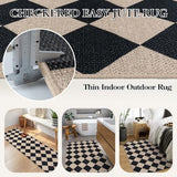Lahome Checkered Easy Jute 3x5 Entryway Front Porch Rug, Black Diamond Indoor Outdoor Patio Layering Rug, Washable Farmhouse Neutral Non Slip Non Shedding Door Carpet for Backyard Blacony