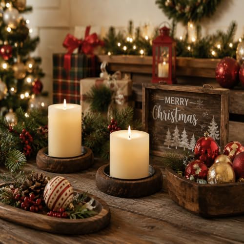 Hatway Wood Candle Holders for Pillar Candles