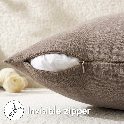 MIULEE Brown Chenille Couch Throw Pillow Covers, 18x18