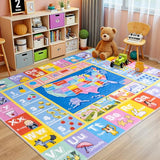 Kids Rugs for Playroom - Soft & Non-Slip 7x9 Feet Educational Rug for Learning ABC Alphabet, Numbers, Shapes & Map, Washable Classroom Rug for Toddler Nursery & Kids Room Decor
