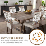 Sweet Home Country Star Dining Chair Cover Set of 4,Removable Chair Back Covers Retro Farm Gray Brown Wood Grain Washable Kitchen Chairs Slipcover for Home Dining Room Office Hotel