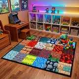 Game Room Rug - Video Game Decor for Boys Bedroom 2'5''x4' Block Theme Carpet Gaming Floor Mat Rugs for Boys Room Decor for Bedroom Living Playroom