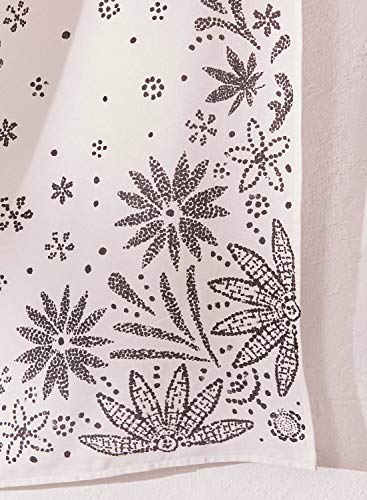 Neasow Bohemian Tapestry Wall Hanging, Beige White Floral Tapestry with Dotted Daisy Medallion Print Bedroom Boho Hippie Home Decor, 36×48 inches