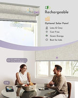 Graywind Motorized Roller Shades 100% Blackout Free Stop Window Shades Cordless Wireless Remote Control Window Roller Blinds with Valance for Smart Home and Office, Customized Size, Linen Beige