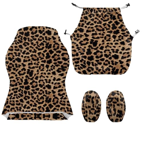 Leopard Print Gaming Chair Covers Cheetah Print Office Chair Covers Slipcovers with Armrest Cover for Gamer Room Decor 4pc/Set