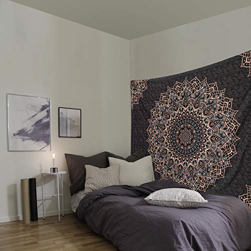 Black Mandala Tapestry Wall Hanging Psychedelic Wall Tapestry Aesthetic Indian Hippie Decor Bohemian Art Boho Home Decoration for Bedroom,Living Room,Dorm