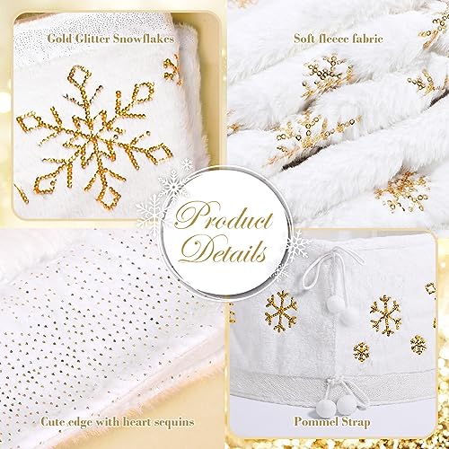 NIBESSER Christmas Tree Collar 30 Inches Plush Tree Skirt Ring with Silver Snowflake Tree Basket Plastics Sheets with Collar Cover Holiday Home Party Christmas Tree Decoration Xmas Ornaments