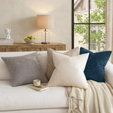 a moment Pack of 2 Decorative Chenille Throw Pillow Covers with Twill Cushion Covers for Sofa Living Room Couch Bed 16x16 Inch Blue