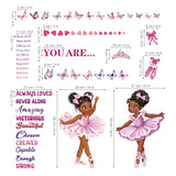 decalmile Black Girl Ballerina Wall Stickers Inspirational Positive Saying African American Wall Decals Baby Nursery Bedroom Girls Room Wall Decor