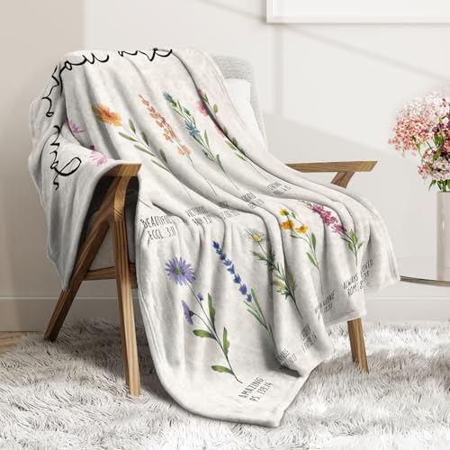 Afterprints Christian Gifts for Women, Christian Blanket with Flowers, Birthday Gifts for Women, Inspirational, Religious Gifts for Sister, Friend, Daughter, Mom, Soft Throw Blankets 60" x 80"