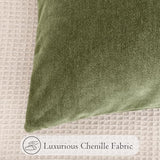 Chenille Lumbar Pillow Covers 16x24 inch Olive Sage Green