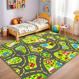 Car Rug Play Mat 2.5x4 Feet, Car Road Rug for Kids City Road Map Carpet Educational Learning Playing Carpet Kids Play Rugs for Playroom Classroom Bedroom