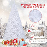 COSTWAY 7Ft-Artificial-PVC-Christmas-Tree-W-Stand-Holiday-Season-Indoor-Outdoor-White