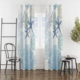Tritard Coastal Window Curtains Grommet Drapes Nautical Beach Themed Thermal Insulating 50% Light Blocking Privacy Curtain for Living Room, Bedroom 2 Panels Set, 52x84 Inches
