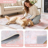 Fixwal Washable 6x9 Area Rug for Bedroom, Non-Slip, Gray/Pink